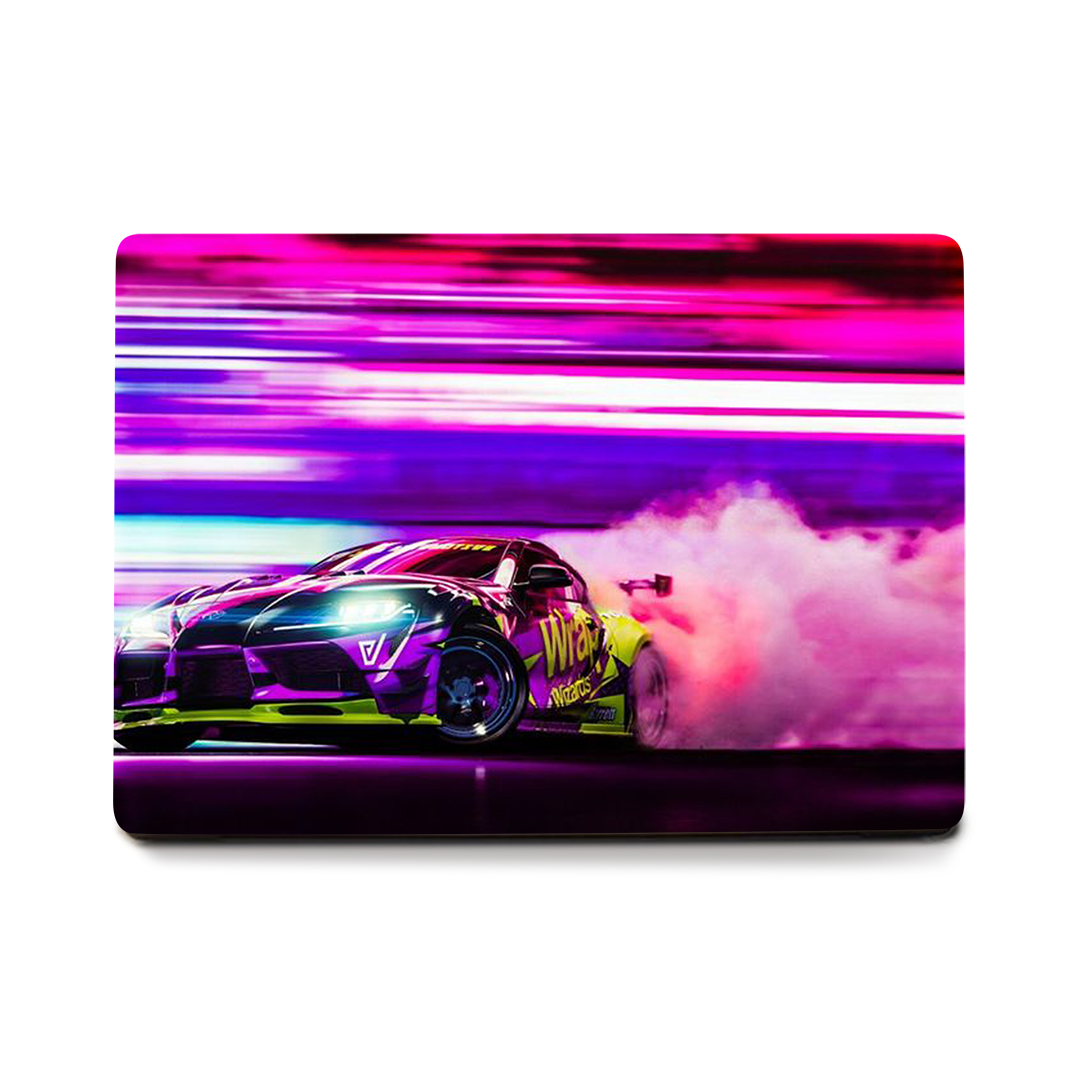 purple car race printed laptop skin