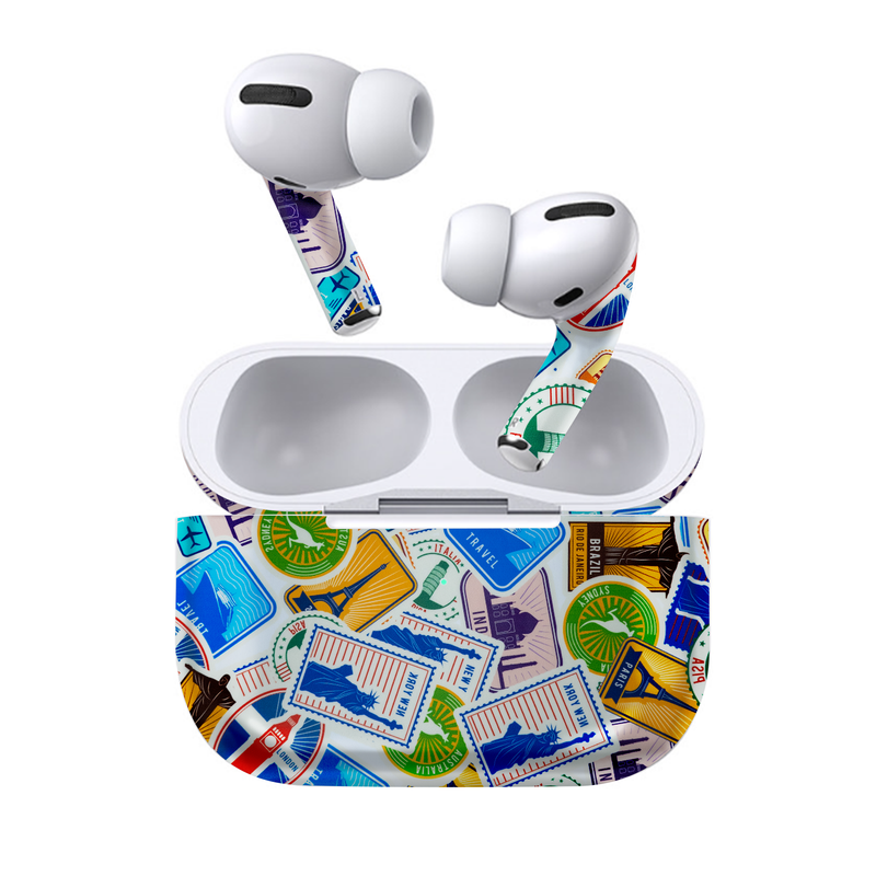 earbuds skin wrap wanderlust travel stamp