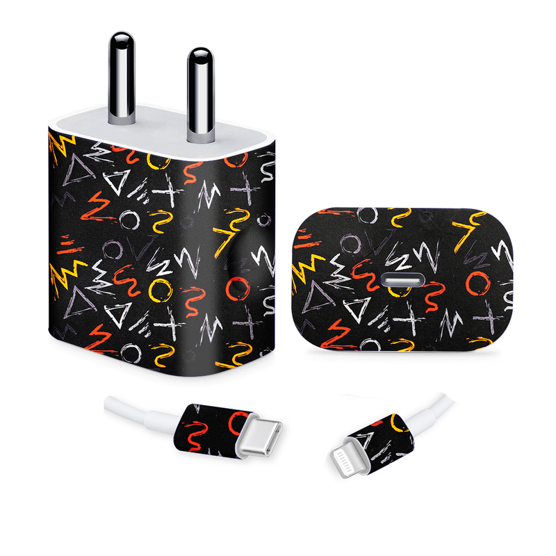 Black Scribble Art Earbuds skin