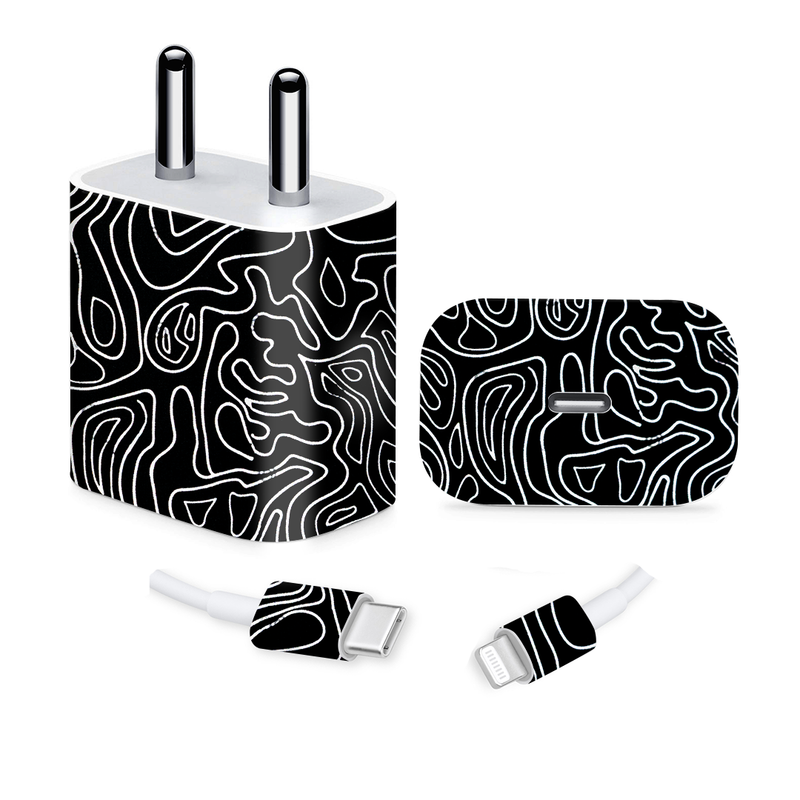 Black Doodles Charger Skin