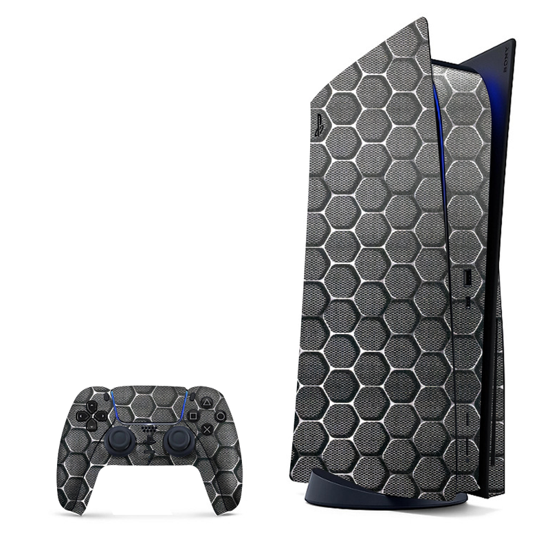 Hexagonal cells arranged in a honeycomb structure, wrap for PlayStation 5.