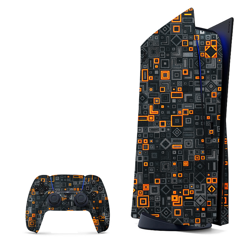 Pattern made of small square pixels, wrap for PlayStation 5.