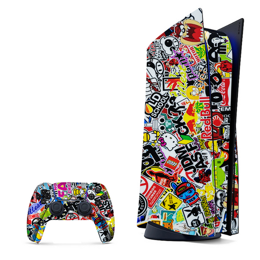Random and chaotic abstract doodles, wrap for PlayStation 5.