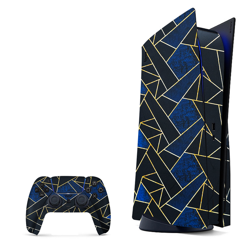 Blue-toned marble texture, wrap for PlayStation 5.