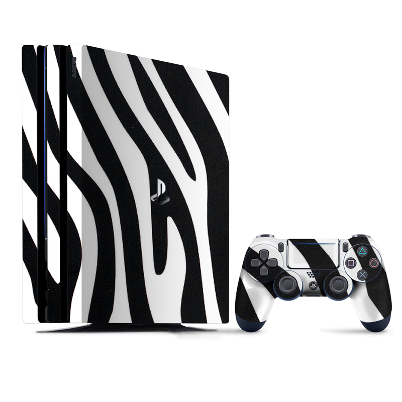 Black and white stripes mimicking zebra skin, wrap for PlayStation 4.