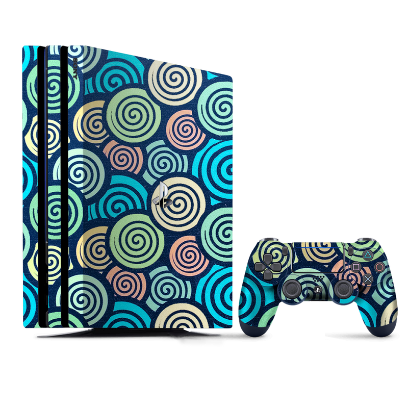 Repeating wave-like patterns creating a rhythmic design, wrap for PlayStation 4.