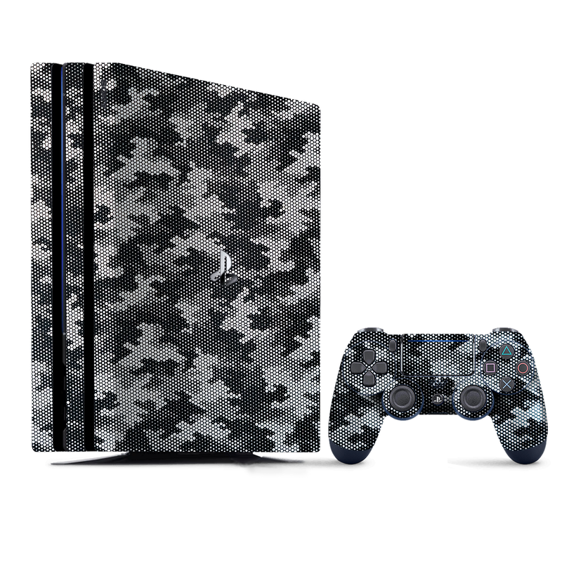 Grey-toned camouflage pattern, wrap for PlayStation 4.
